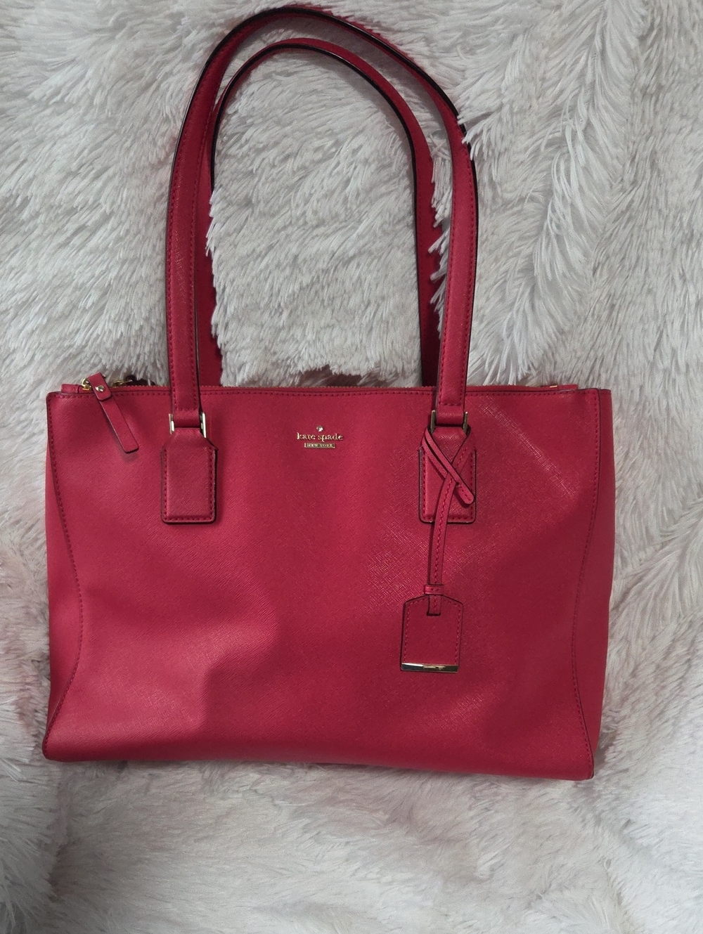 kate spade Pink-Red Saffiano Leather Tote